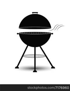 Grill icon with grill grill for roasting meat on coals, simple flat design.