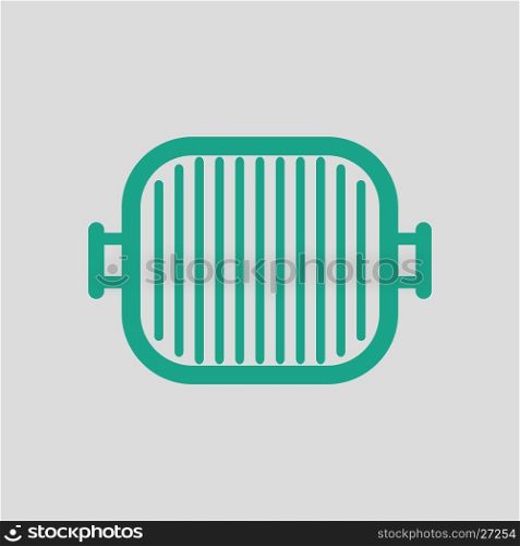 Grill pan icon. Gray background with green. Vector illustration.