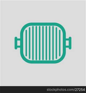 Grill pan icon. Gray background with green. Vector illustration.