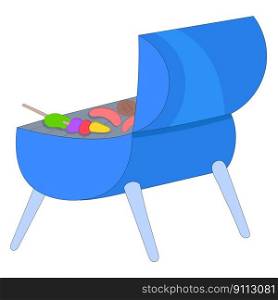 grill tool for outdoor party in blue. vector design illustration art