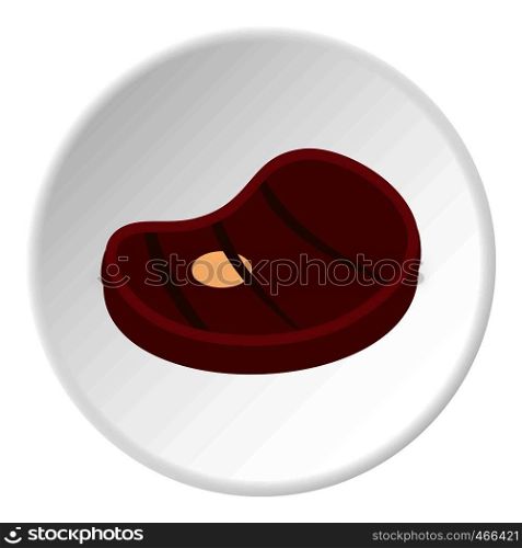 Grilled beef steak icon in flat circle isolated on white background vector illustration for web. Grilled beef steak icon circle