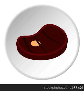 Grilled beef steak icon in flat circle isolated on white background vector illustration for web. Grilled beef steak icon circle