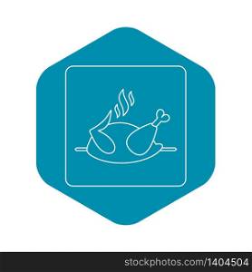 Grilled chicken on a grill icon in outline style isolated vector illustration. Grilled chicken on a grill icon outline