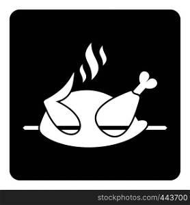 Grilled chicken on a grill icon in simple style isolated vector illustration. Grilled chicken on a grill icon simple