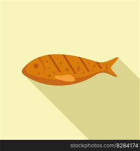 Grilled fish icon flat vector. Grill food. Summer dinner. Grilled fish icon flat vector. Grill food