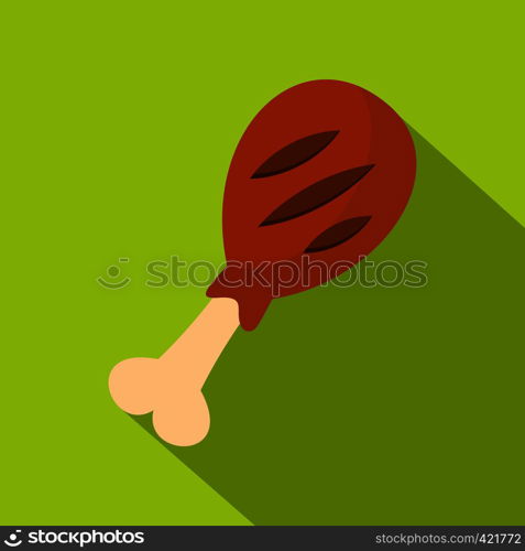 Grilled leg of pork icon. Flat illustration of grilled leg of pork vector icon for web isolated on lime background. Grilled leg of pork icon, flat style