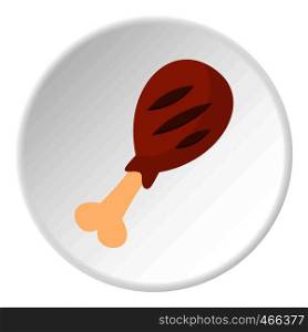 Grilled leg of pork icon in flat circle isolated on white background vector illustration for web. Grilled leg of pork icon circle