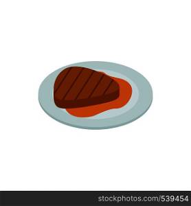 Grilled meat steak icon in isometric 3d style isolated on white background. Grilled meat steak icon, isometric 3d style