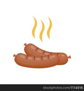 Grilled sausages, bbq. cartoon vector illustration