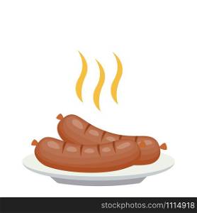 Grilled sausages, bbq. cartoon vector illustration