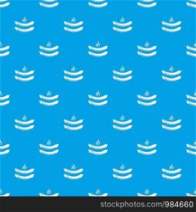 Grilled sausages pattern vector seamless blue repeat for any use. Grilled sausages pattern vector seamless blue
