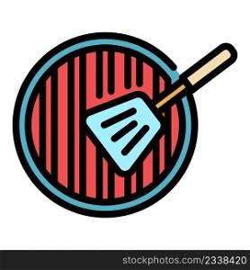 Grilled spatula icon. Outline grilled spatula vector icon color flat isolated. Grilled spatula icon color outline vector