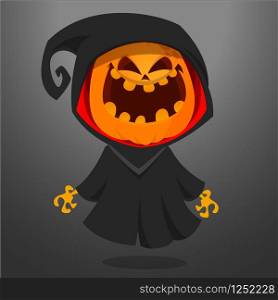 Grim reaper pumpkin cartoon