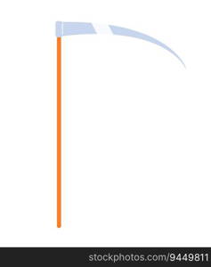 Grim Reaper scythe semi flat colour vector object. Grass mowing. Nightmare scythe. Gardening tool. Editable cartoon clip art icon on white background. Simple spot illustration for web graphic design. Grim Reaper scythe semi flat colour vector object