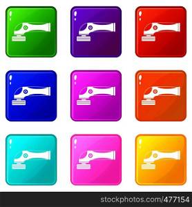 Grinder machine icons of 9 color set isolated vector illustration. Grinder machine set 9
