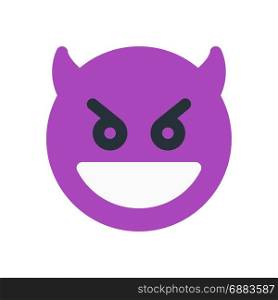 grinning devil emoji, icon on isolated background,