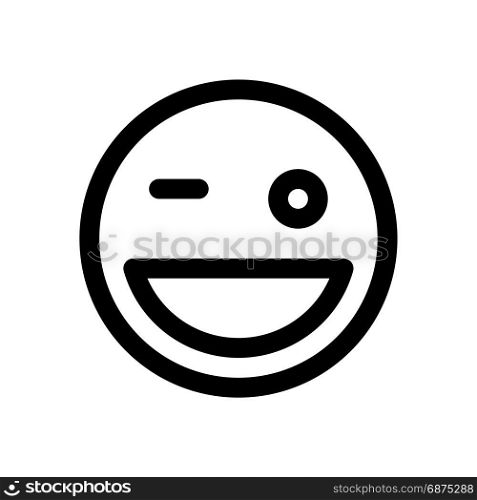 grinning emoji winking, icon on isolated background