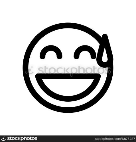 grinning emoji with cold sweat, icon on isolated background