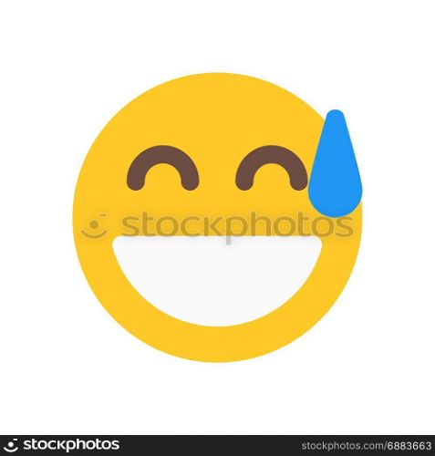 grinning emoji with cold sweat, icon on isolated background,