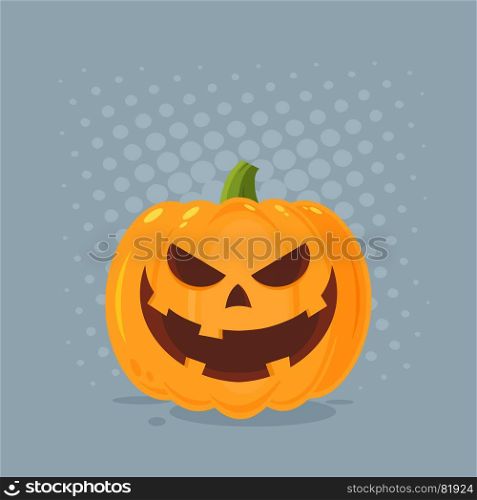 Grinning Evil Halloween Pumpkin Cartoon Emoji Face Character With Expression