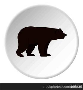 Grizzly bear icon in flat circle isolated on white vector illustration for web. Grizzly bear icon circle