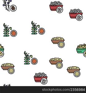 Groats Natural Food Vector Seamless Pattern Thin Line Illustration. Groats Natural Food Vector Seamless Pattern