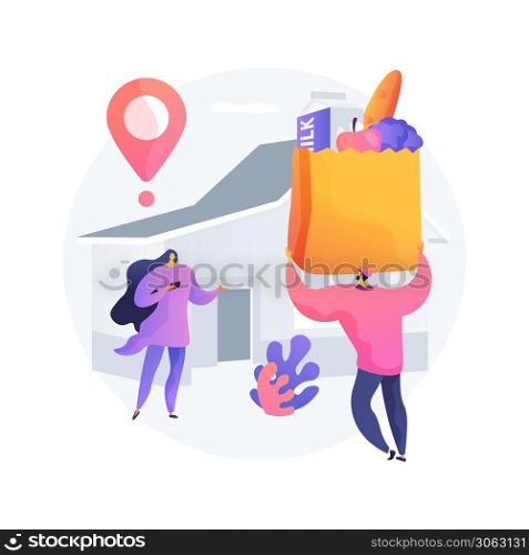 Grocery delivery service abstract concept vector illustration. Local stores delivery, online grocery shopping order, safety food service, stay home, social distance, quarantine abstract metaphor.. Grocery delivery service abstract concept vector illustration.