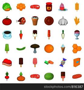 Grocery icons set. Cartoon style of 36 grocery vector icons for web isolated on white background. Grocery icons set, cartoon style