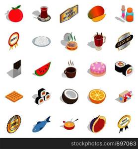 Grocery icons set. Isometric set of 25 grocery vector icons for web isolated on white background. Grocery icons set, isometric style