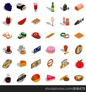 Grocery icons set. Isometric style of 36 grocery vector icons for web isolated on white background. Grocery icons set, isometric style