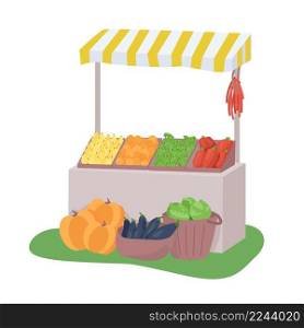 Grocery market semi flat color vector object. Full sized item on white. Organic product. Fruit and vegetables selling simple cartoon style illustration for web graphic design and animation. Grocery market semi flat color vector object