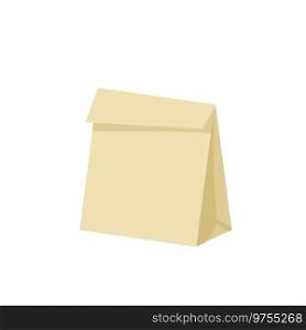 Grocery Paper bag. Brown food packaging in the store. Flat cartoon illustration.. Grocery Paper bag. Brown food packaging