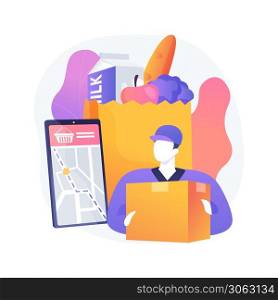 Grocery pick up service abstract concept vector illustration. Online grocery ordering, virus protected shopping, fresh and safe products, express food delivery, ecommerce abstract metaphor.. Grocery pick up service abstract concept vector illustration.