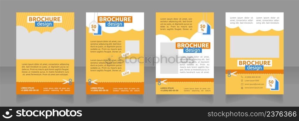 Grocery store promo with coupon clipping blank brochure design. Template set with copy space for text. Premade corporate reports collection. Editable 4 paper pages. Ubuntu Bold, Regular fonts used. Grocery store promo with coupon clipping blank brochure design