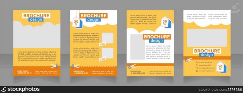 Grocery store promo with coupon clipping blank brochure design. Template set with copy space for text. Premade corporate reports collection. Editable 4 paper pages. Ubuntu Bold, Regular fonts used. Grocery store promo with coupon clipping blank brochure design