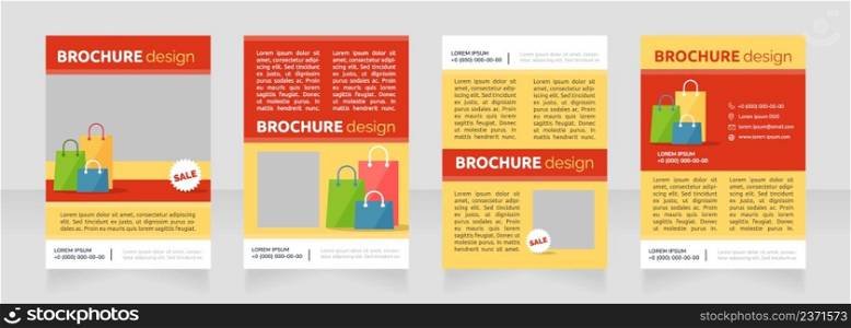 Grocery store sales offers blank brochure design. Template set with copy space for text. Premade corporate reports collection. Editable 4 paper pages. Ubuntu Bold, Raleway Regular fonts used. Grocery store sales offers blank brochure design