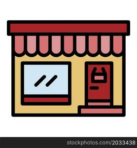 Grocery street shop icon. Outline grocery street shop vector icon color flat isolated. Grocery street shop icon color outline vector
