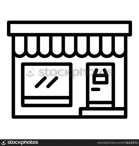Grocery street shop icon. Outline grocery street shop vector icon for web design isolated on white background. Grocery street shop icon, outline style