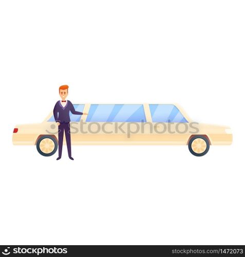 Groom limousine icon. Cartoon of groom limousine vector icon for web design isolated on white background. Groom limousine icon, cartoon style