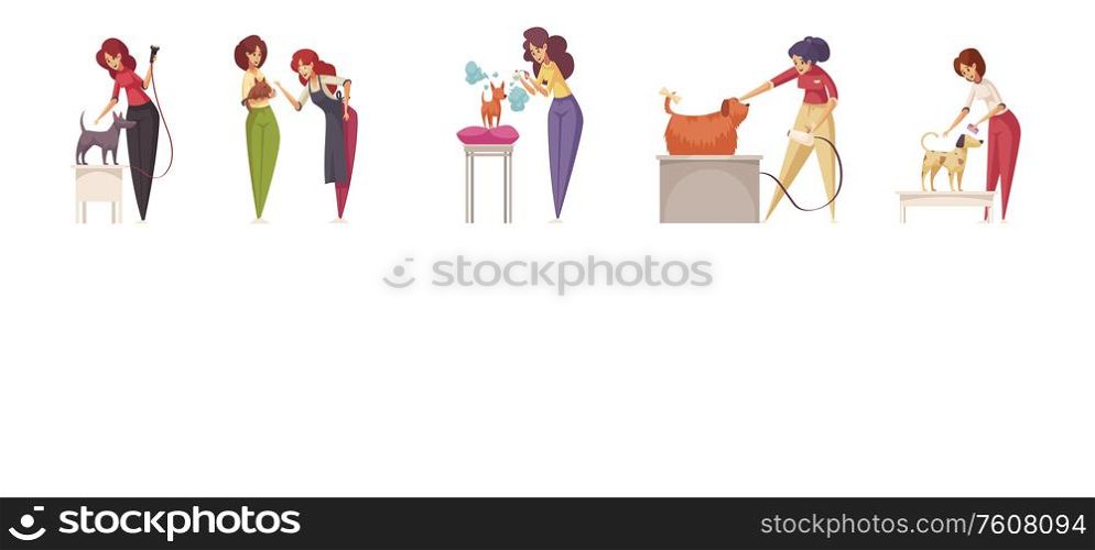 Grooming salon icons set with device and equipment symbols flat isolated vector illustration