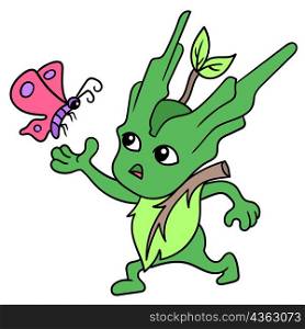 groot cute little kid playing with butterfly