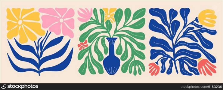Groovy doodle and abstract organic plant shapes art set. Matisse floral posters in trendy retro 60s 70s style. Groovy doodle and abstract organic plant shapes art set. Matisse floral posters in trendy retro 60s 70s style.