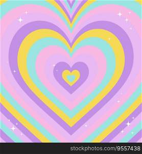 Groovy heart background. Retro psychedelic abstract illustration. Y2k cartoon Valentine poster. Vector rainbow print.. Groovy heart background. Retro psychedelic abstract illustration. Y2k cartoon Valentine poster. Vector rainbow print