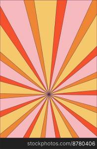 Groovy retro burst sun rays background. Vintage colorful abstract geometric pattern. Vector summer hippie carnival illustration for poster, flyer, greeting card, banner. Groovy retro burst sun rays background. Vintage colorful abstract geometric pattern. Vector summer hippie carnival illustration for poster, flyer, greeting card, banner.