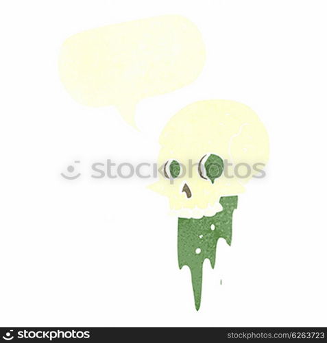 gross halloween skull cartoon with speech bubble