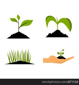 Ground plant icon set. Flat set of ground plant vector icons for web design isolated on white background. Ground plant icon set, flat style