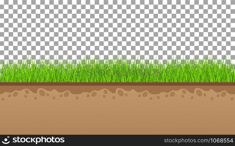 Ground with green grass On a transparent background. Vector illustrations