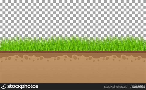 Ground with green grass On a transparent background. Vector illustrations