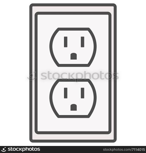 grounded power outlets symbol. white socket. electric outlet icon on white background. U.S. electric household outlet.