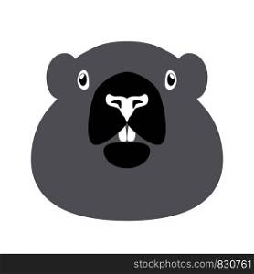 Groundhog Day. Concept National holiday in the USA and Canada. Vector illustration of the face of the animal groundhog. Simple drawing in gray tones.. Groundhog Day. Concept National holiday in the USA and Canada. Vector illustration of the face of the animal groundhog. Simple drawing in gray tones..